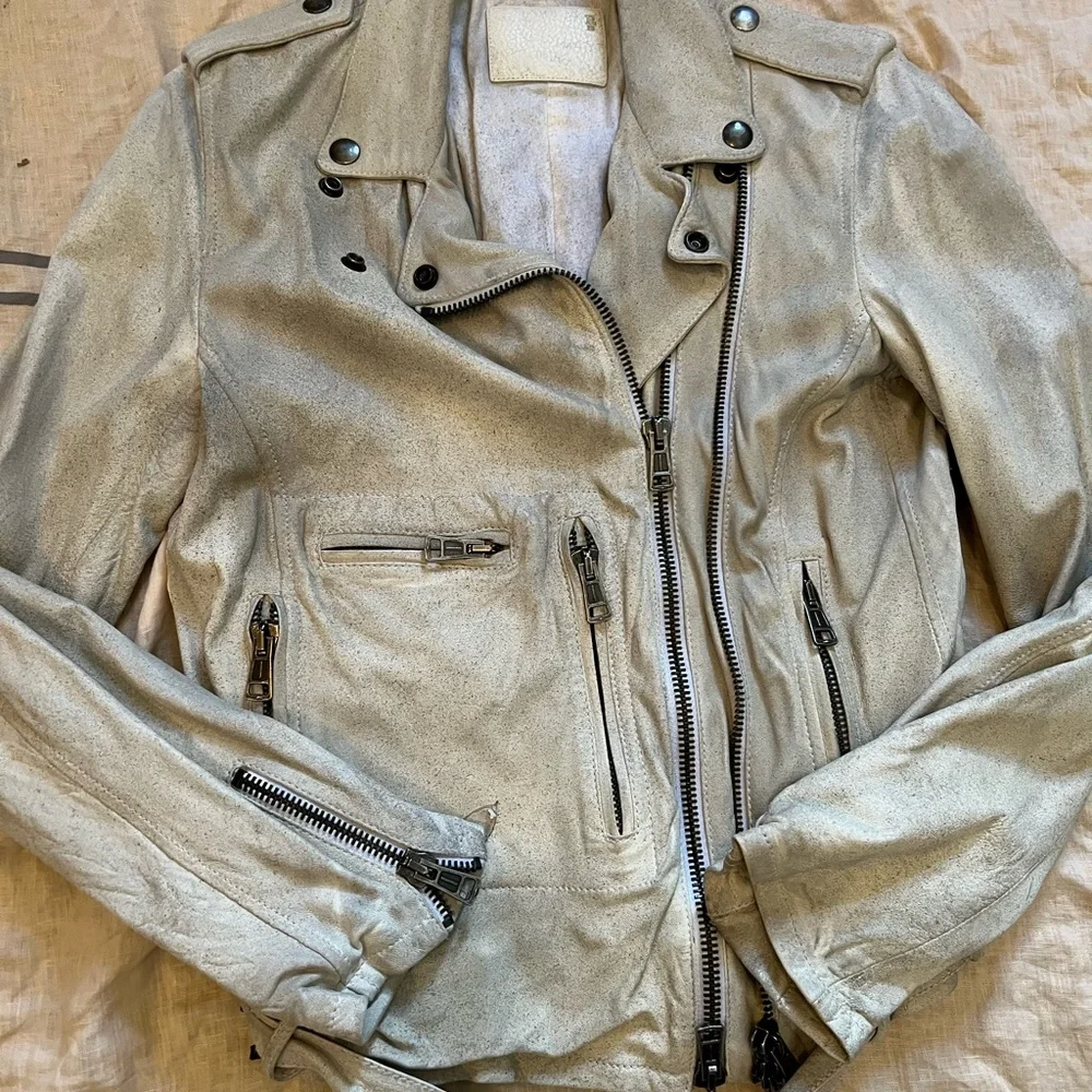 R13 White Leather Motorcycle Jacket - Picture 3 of 6
